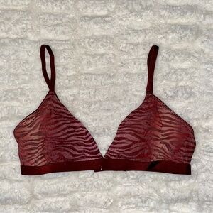 Parade Silky Mesh Plunge Bralette, Maroon Zebra
